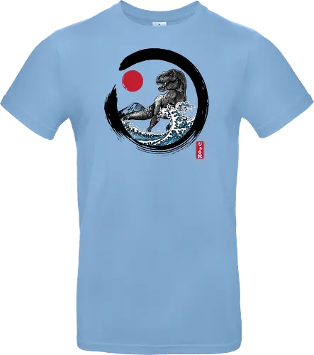Enso R-Rex - japan, japanese art, sumi e, t- rex, great wave off kanagawa, animals, nature, dinosaurs, action movies, jurassic - Standard T-Shirt
