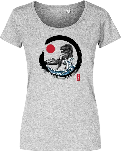 Enso R-Rex - japan, japanese art, sumi e, t- rex, great wave off kanagawa, animals, nature, dinosaurs, action movies, jurassic - Women T-Shirt