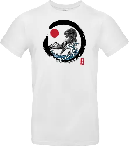 Enso R-Rex - japan, japanese art, sumi e, t- rex, great wave off kanagawa, animals, nature, dinosaurs, action movies, jurassic - Standard T-Shirt