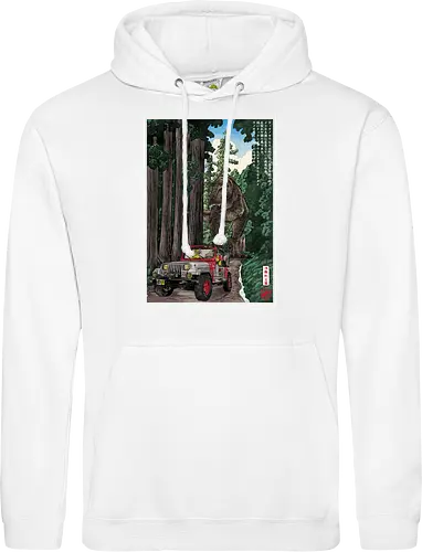 T- Rex chase woodblock - japan, japanese art, sumi e, t- rex, great wave off kanagawa, animals, nature, dinosaurs, action movies, jurassic - Standard Hoodie