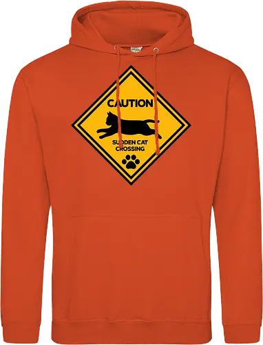 Caution: Sudden Cat Crossing Japan Art  - cat art, cat artwork, cat humor, cat lover, cat teeshirt, cute cats, funny cats, funny humor, funny quote, funny slogan, parody brand, parody design, parody logo, pop art, trending now - Standard Hoodie