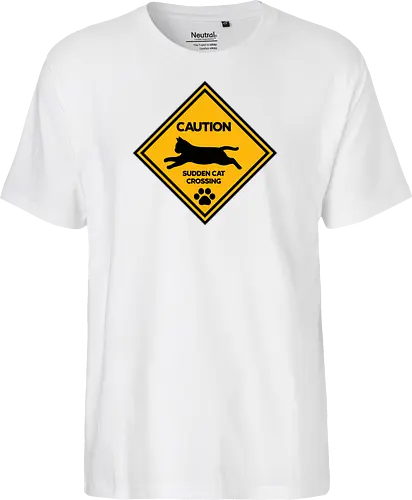 Caution: Sudden Cat Crossing Japan Art  - cat art, cat artwork, cat humor, cat lover, cat teeshirt, cute cats, funny cats, funny humor, funny quote, funny slogan, parody brand, parody design, parody logo, pop art, trending now - Fairtrade T-Shirt