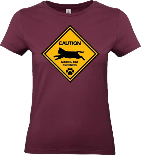 Caution: Sudden Cat Crossing Japan Art  - cat art, cat artwork, cat humor, cat lover, cat teeshirt, cute cats, funny cats, funny humor, funny quote, funny slogan, parody brand, parody design, parody logo, pop art, trending now - Standard T-Shirt (Women)