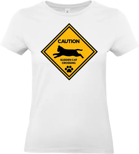 Caution: Sudden Cat Crossing Japan Art  - cat art, cat artwork, cat humor, cat lover, cat teeshirt, cute cats, funny cats, funny humor, funny quote, funny slogan, parody brand, parody design, parody logo, pop art, trending now - Standard T-Shirt (Women)