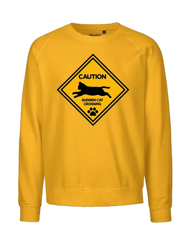 Caution: Sudden Cat Crossing Japan Art  - cat art, cat artwork, cat humor, cat lover, cat teeshirt, cute cats, funny cats, funny humor, funny quote, funny slogan, parody brand, parody design, parody logo, pop art, trending now - Fairtrade Sweatshirt