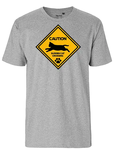 Caution: Sudden Cat Crossing Japan Art  - cat art, cat artwork, cat humor, cat lover, cat teeshirt, cute cats, funny cats, funny humor, funny quote, funny slogan, parody brand, parody design, parody logo, pop art, trending now - Fairtrade T-Shirt