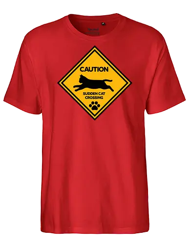 Caution: Sudden Cat Crossing Japan Art  - cat art, cat artwork, cat humor, cat lover, cat teeshirt, cute cats, funny cats, funny humor, funny quote, funny slogan, parody brand, parody design, parody logo, pop art, trending now - Fairtrade T-Shirt