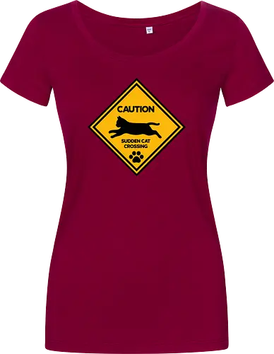 Caution: Sudden Cat Crossing Japan Art  - cat art, cat artwork, cat humor, cat lover, cat teeshirt, cute cats, funny cats, funny humor, funny quote, funny slogan, parody brand, parody design, parody logo, pop art, trending now - Women T-Shirt