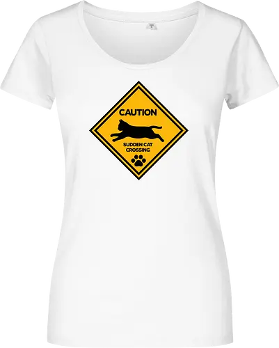 Caution: Sudden Cat Crossing Japan Art  - cat art, cat artwork, cat humor, cat lover, cat teeshirt, cute cats, funny cats, funny humor, funny quote, funny slogan, parody brand, parody design, parody logo, pop art, trending now - Women T-Shirt