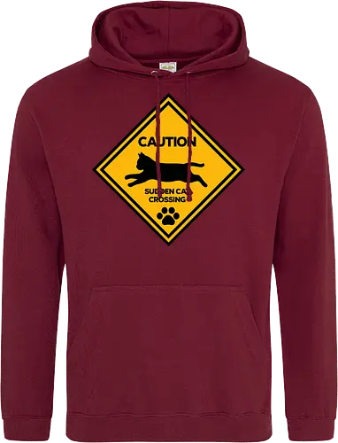 Caution: Sudden Cat Crossing Japan Art  - cat art, cat artwork, cat humor, cat lover, cat teeshirt, cute cats, funny cats, funny humor, funny quote, funny slogan, parody brand, parody design, parody logo, pop art, trending now - Standard Hoodie