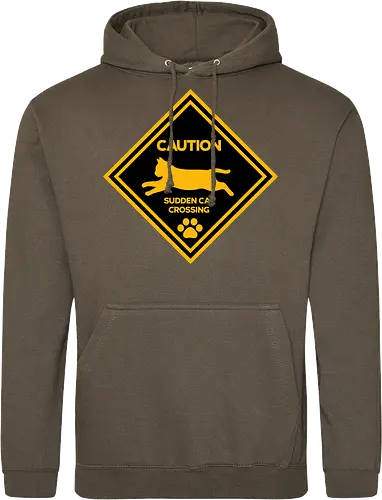 Caution: Sudden Cat Crossing Japan Art Nº2 - cat art, cat artwork, cat humor, cat lover, cat teeshirt, cute cats, funny cats, funny humor, funny quote, funny slogan, parody brand, parody design, parody logo, pop art, trending now - Standard Hoodie