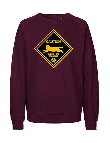 Caution: Sudden Cat Crossing Japan Art Nº2 - cat art, cat artwork, cat humor, cat lover, cat teeshirt, cute cats, funny cats, funny humor, funny quote, funny slogan, parody brand, parody design, parody logo, pop art, trending now - Fairtrade Sweatshirt