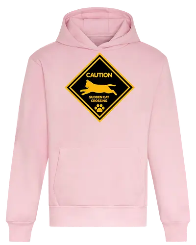 Caution: Sudden Cat Crossing Japan Art Nº2 - cat art, cat artwork, cat humor, cat lover, cat teeshirt, cute cats, funny cats, funny humor, funny quote, funny slogan, parody brand, parody design, parody logo, pop art, trending now - Heavyweight Hoodie