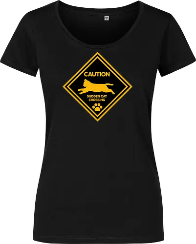 Caution: Sudden Cat Crossing Japan Art Nº2 - cat art, cat artwork, cat humor, cat lover, cat teeshirt, cute cats, funny cats, funny humor, funny quote, funny slogan, parody brand, parody design, parody logo, pop art, trending now - Women T-Shirt