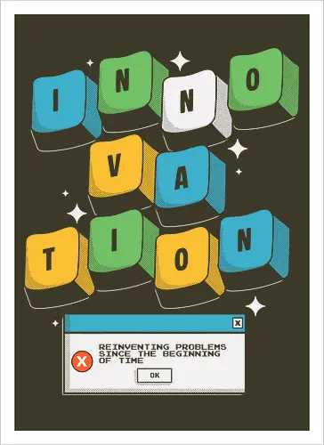 The Code Cycle - technology, geek, nerd, retro, computer, funny, humor, programming, system, irony, software, developer - Artprint