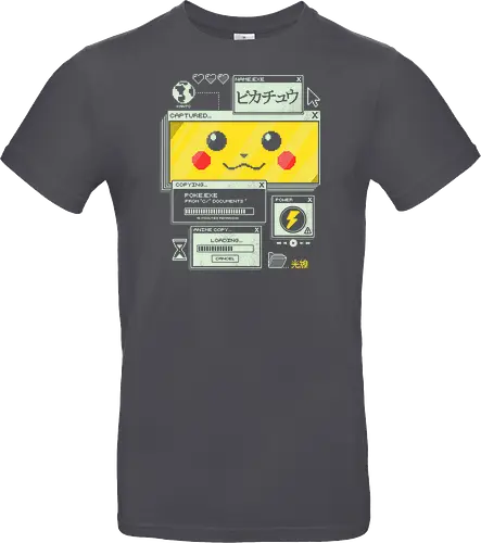 Electrifying Capture - anime, retro, pixel, gaming, cyber, japanese, nostalgia, geek, nerd, yellow, electric, computer - Standard T-Shirt