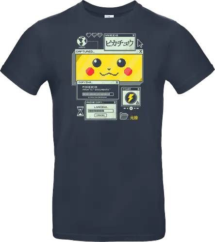 Electrifying Capture - anime, retro, pixel, gaming, cyber, japanese, nostalgia, geek, nerd, yellow, electric, computer - Standard T-Shirt