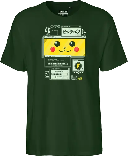 Electrifying Capture - anime, retro, pixel, gaming, cyber, japanese, nostalgia, geek, nerd, yellow, electric, computer - Fairtrade T-Shirt