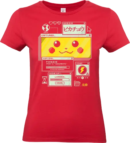 Electrifying Capture - anime, retro, pixel, gaming, cyber, japanese, nostalgia, geek, nerd, yellow, electric, computer - Standard T-Shirt (Women)