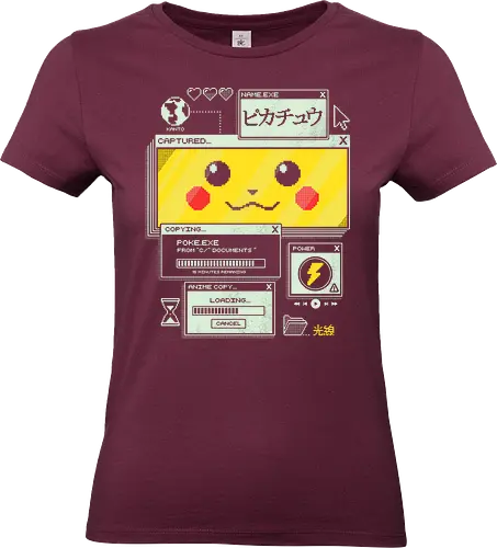 Electrifying Capture - anime, retro, pixel, gaming, cyber, japanese, nostalgia, geek, nerd, yellow, electric, computer - Standard T-Shirt (Women)