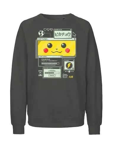 Electrifying Capture - anime, retro, pixel, gaming, cyber, japanese, nostalgia, geek, nerd, yellow, electric, computer - Fairtrade Sweatshirt