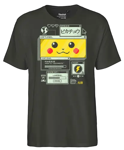 Electrifying Capture - anime, retro, pixel, gaming, cyber, japanese, nostalgia, geek, nerd, yellow, electric, computer - Fairtrade T-Shirt