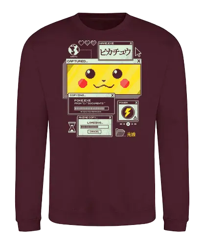 Electrifying Capture - anime, retro, pixel, gaming, cyber, japanese, nostalgia, geek, nerd, yellow, electric, computer - Sweatshirt