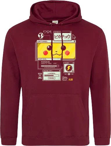 Electrifying Capture - anime, retro, pixel, gaming, cyber, japanese, nostalgia, geek, nerd, yellow, electric, computer - Standard Hoodie