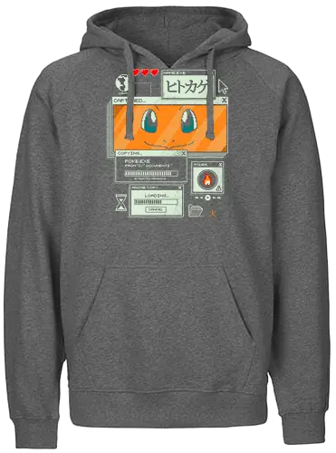 Flaming File - anime, retro, pixel, gaming, fire, japanese, nostalgia, geek, nerd, orange, flame, adventure - Fairtrade Hoodie