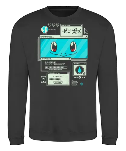 Aquatic Download - anime, retro, pixel, gaming, water, japanese, nostalgia, geek, nerd, blue, turtle, ocean - Sweatshirt