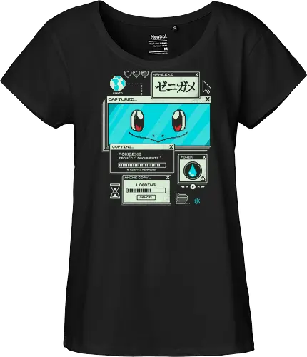 Aquatic Download - anime, retro, pixel, gaming, water, japanese, nostalgia, geek, nerd, blue, turtle, ocean - Fairtrade Girl Shirt