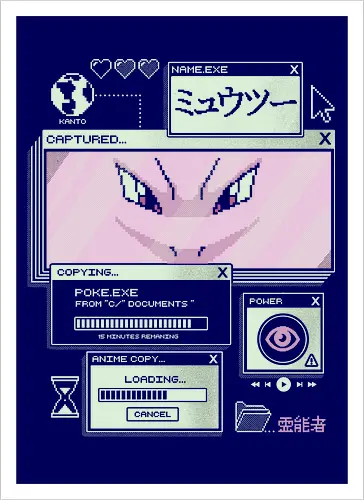 Psychic System - anime, retro, pixel, gaming, mystery, japanese, nostalgia, geek, nerd, purple, legend, psychic - Artprint