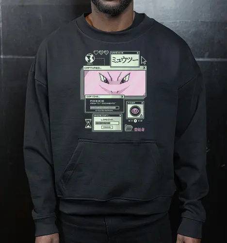 Psychic System - anime, retro, pixel, gaming, mystery, japanese, nostalgia, geek, nerd, purple, legend, psychic - Cropped Sweatshirt