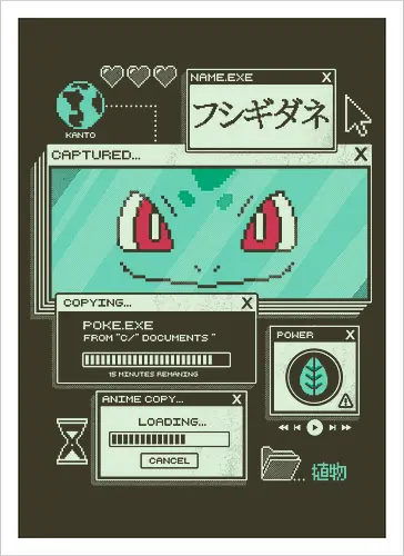 Botanical Data - anime, retro, pixel, gaming, plant, japanese, nostalgia, geek, nerd, green, seed, forest - Artprint