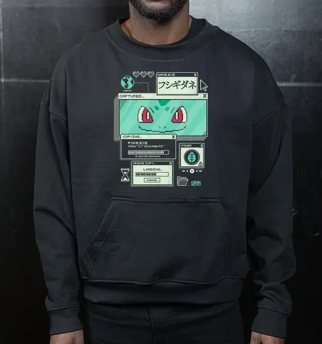 Botanical Data - anime, retro, pixel, gaming, plant, japanese, nostalgia, geek, nerd, green, seed, forest - Cropped Sweatshirt