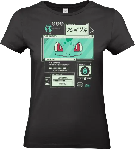 Botanical Data - anime, retro, pixel, gaming, plant, japanese, nostalgia, geek, nerd, green, seed, forest - Standard T-Shirt (Women)