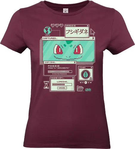 Botanical Data - anime, retro, pixel, gaming, plant, japanese, nostalgia, geek, nerd, green, seed, forest - Standard T-Shirt (Women)