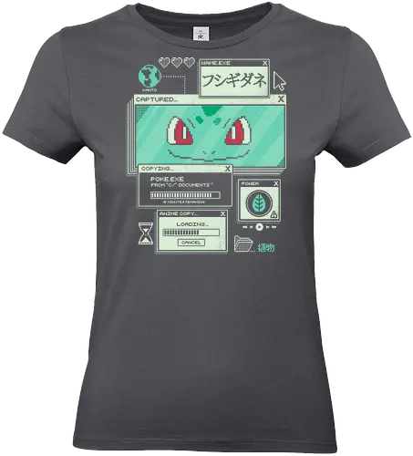 Botanical Data - anime, retro, pixel, gaming, plant, japanese, nostalgia, geek, nerd, green, seed, forest - Standard T-Shirt (Women)