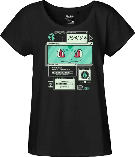 Botanical Data - anime, retro, pixel, gaming, plant, japanese, nostalgia, geek, nerd, green, seed, forest - Fairtrade Girl Shirt