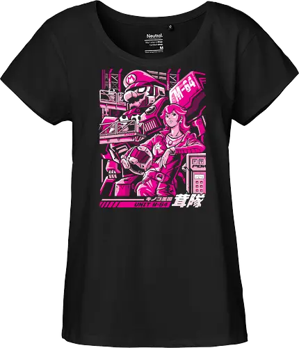 Turtle destroyer - mario bros, peach, mecha, robot, gundam, mashup, anime, japan - Fairtrade Girl Shirt