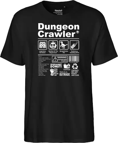 Dungeon Crawler label - dungeon crawler carl, labels, princess donut, cat, novel, books, retro, vintage, princess donut, fantasy - Fairtrade T-Shirt