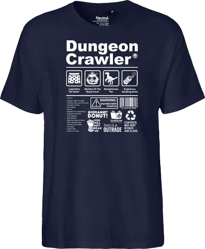 Dungeon Crawler label - dungeon crawler carl, labels, princess donut, cat, novel, books, retro, vintage, princess donut, fantasy - Fairtrade T-Shirt