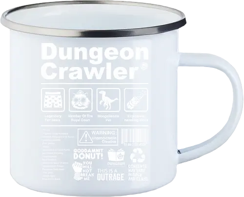 Dungeon Crawler label - dungeon crawler carl, labels, princess donut, cat, novel, books, retro, vintage, princess donut, fantasy - Enamel Mug