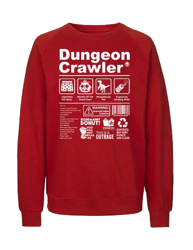 Dungeon Crawler label - dungeon crawler carl, labels, princess donut, cat, novel, books, retro, vintage, princess donut, fantasy - Fairtrade Sweatshirt