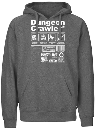 Dungeon Crawler label - dungeon crawler carl, labels, princess donut, cat, novel, books, retro, vintage, princess donut, fantasy - Fairtrade Hoodie