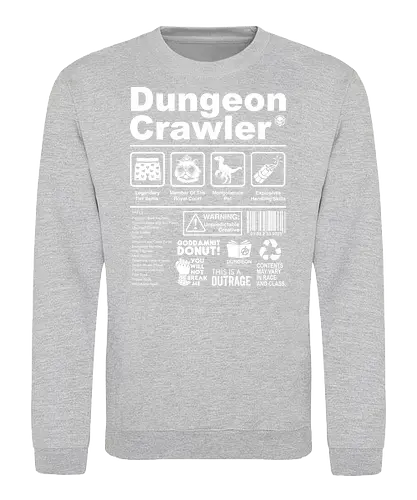 Dungeon Crawler label - dungeon crawler carl, labels, princess donut, cat, novel, books, retro, vintage, princess donut, fantasy - Sweatshirt