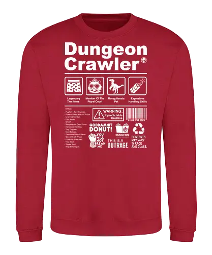 Dungeon Crawler label - dungeon crawler carl, labels, princess donut, cat, novel, books, retro, vintage, princess donut, fantasy - Sweatshirt