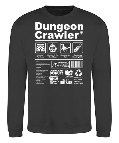 Dungeon Crawler label - dungeon crawler carl, labels, princess donut, cat, novel, books, retro, vintage, princess donut, fantasy - Sweatshirt