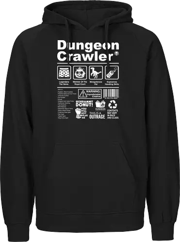 Dungeon Crawler label - dungeon crawler carl, labels, princess donut, cat, novel, books, retro, vintage, princess donut, fantasy - Fairtrade Hoodie