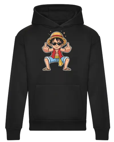 Rebel Captain: The Sun God's Salute - Luffy Gear 5 shirt, One Piece funny graphic tee, Sun God Nika apparel, anime middle finger design, edgy otaku streetwear, shonen manga clothing, pirate captain merch, sarcastic anime shirt, rebel aesthetic fashion, cool anime sunglasses tee - Heavyweight Hoodie